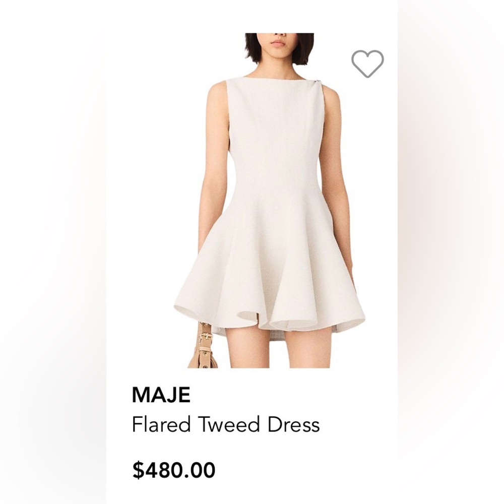 Maje Cream Flared Sleeveless Mini Dress